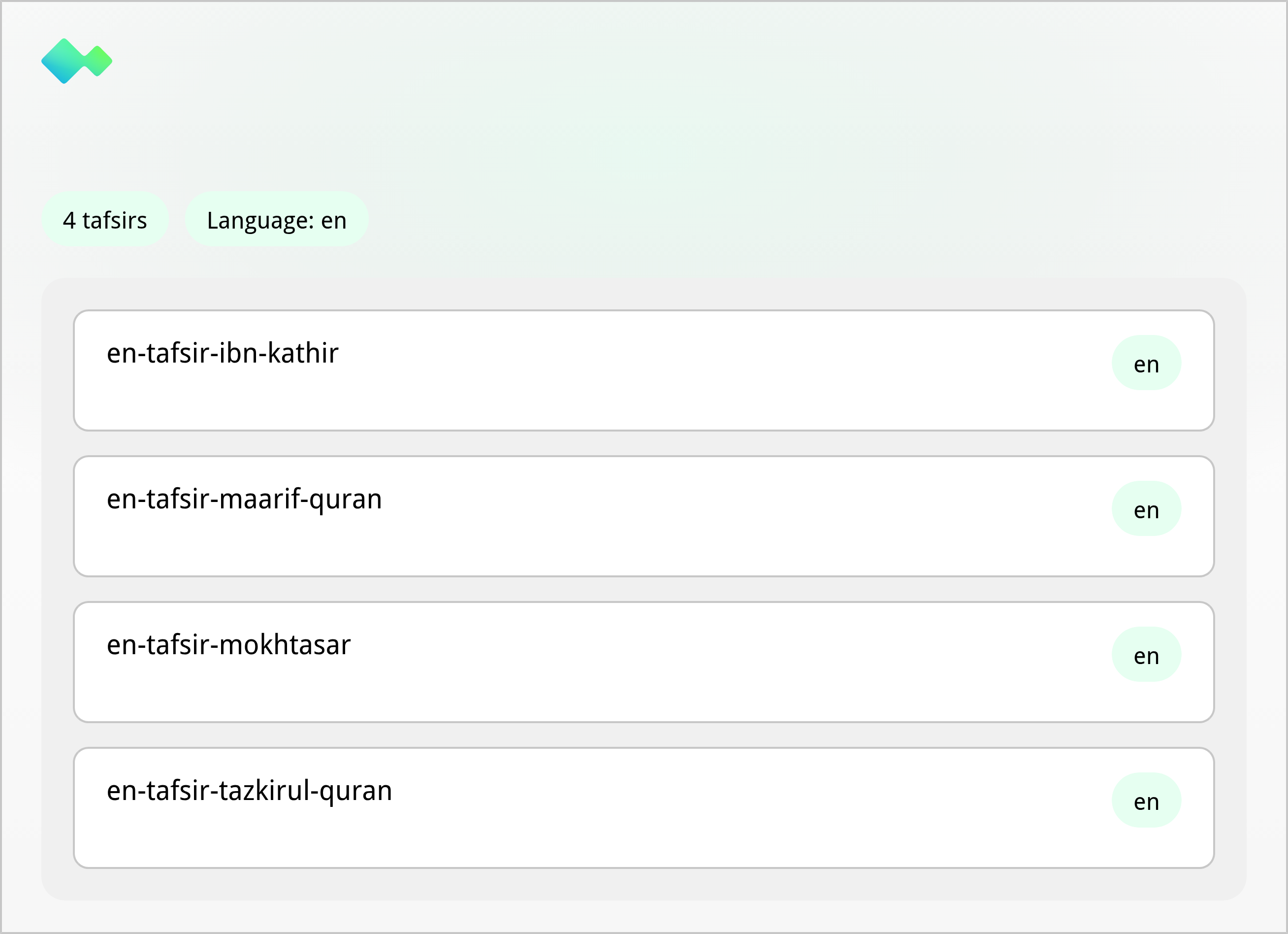 list_tafsirs widget preview in light mode